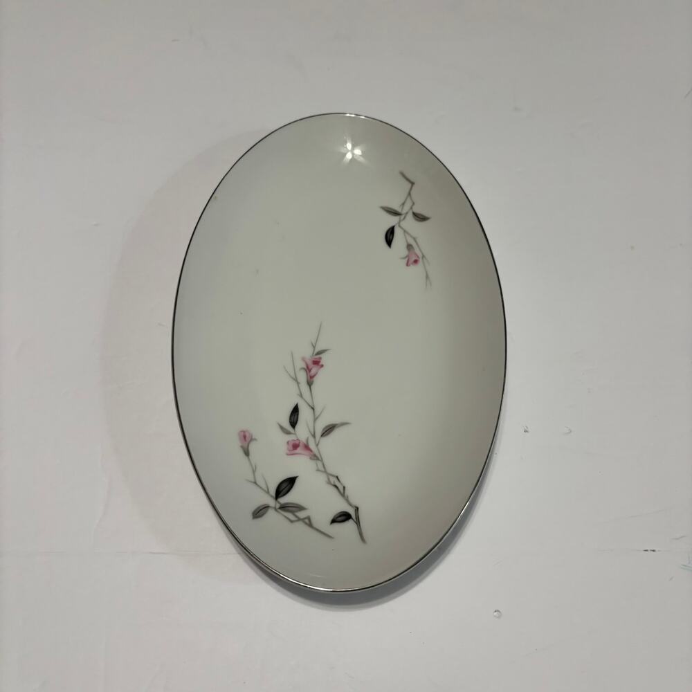 Cherry Blossom Fine China Oval Small Serving Platter Japan Pink Floral 10.5"